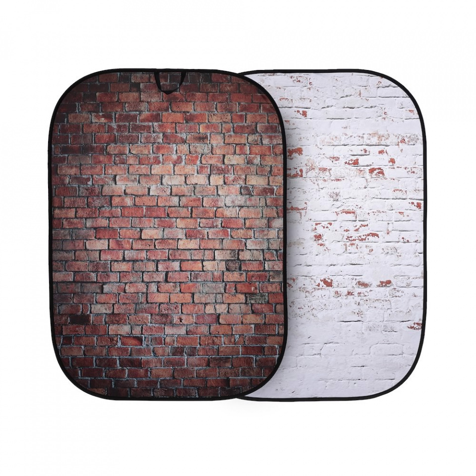 Manfrotto Urban Collapsible 1.5m x 2.1m (5' x 7') Classic Red / Distressed White Brick